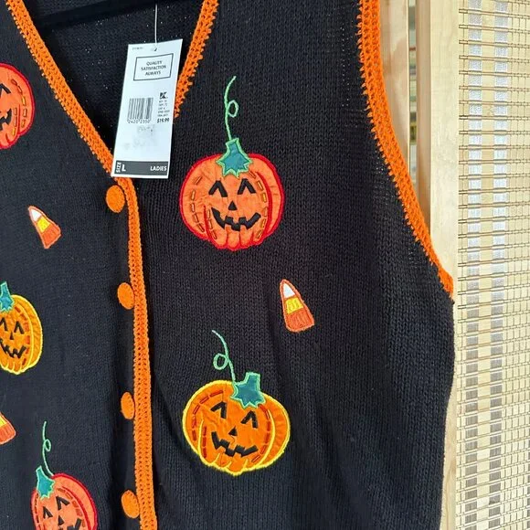 Vintage Basic Editions Halloween Pumpkin Candy Corn Embroidered SOLD - Picture 4 of 9
